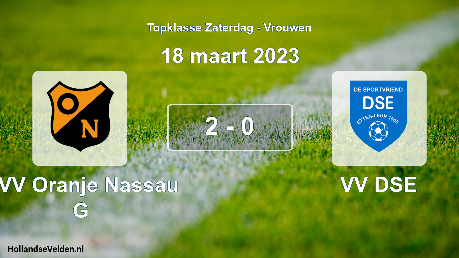 Total number of matches played: CVV Oranje Nassau G - VV DSE 2 - 0 (18 March 2023)