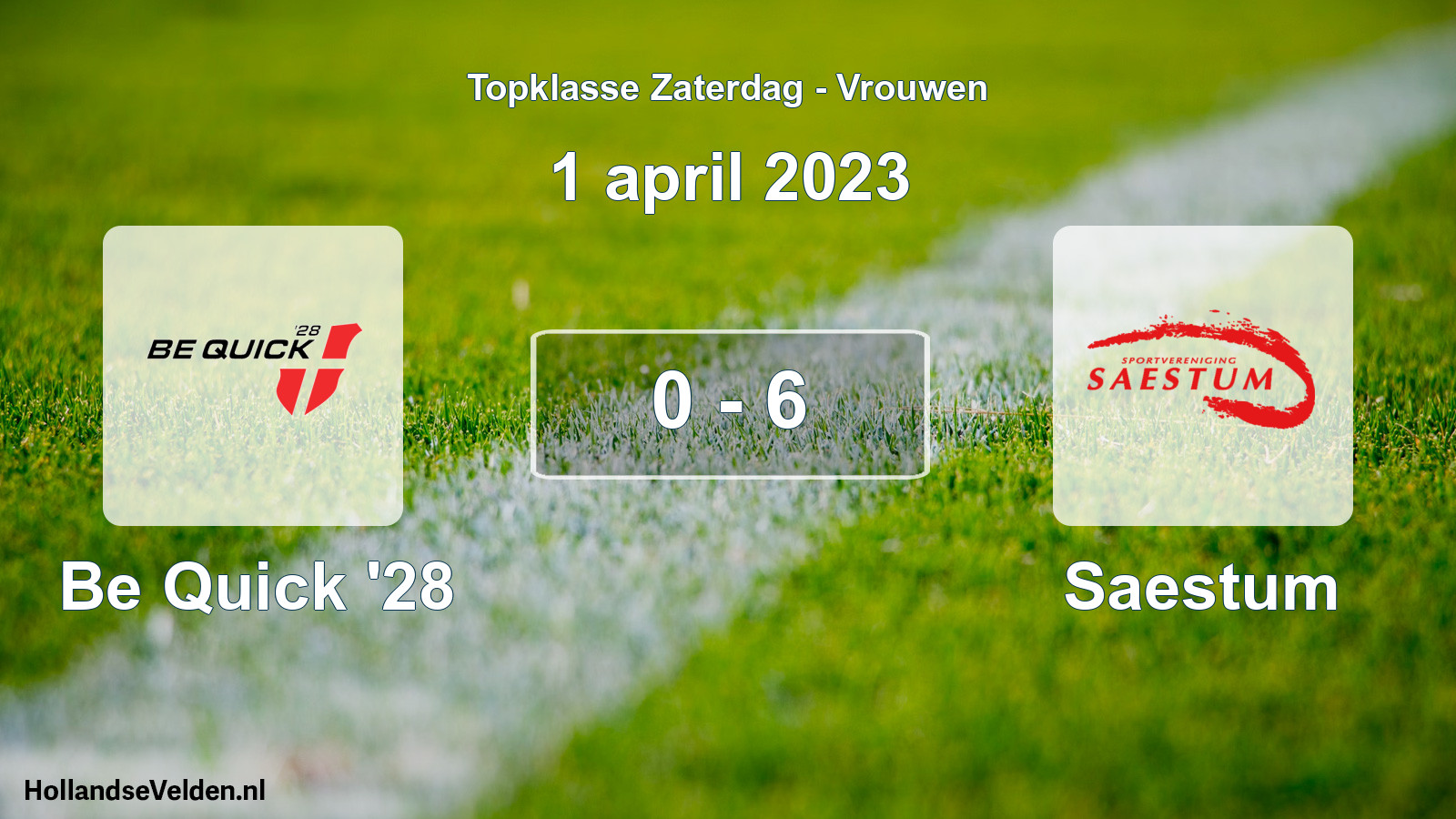 Total number of matches played: Be Quick '28 - Saestum 0 - 6 (1 April 2023)