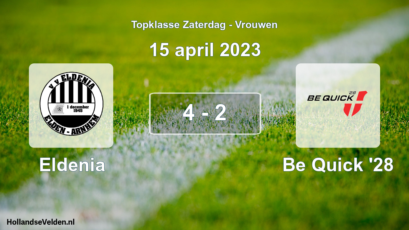 Total number of matches played: Eldenia - Be Quick '28 4 - 2 (15 April 2023)