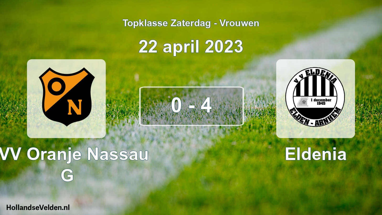 Total number of matches played: CVV Oranje Nassau G - Eldenia 0 - 4 (22 April 2023)