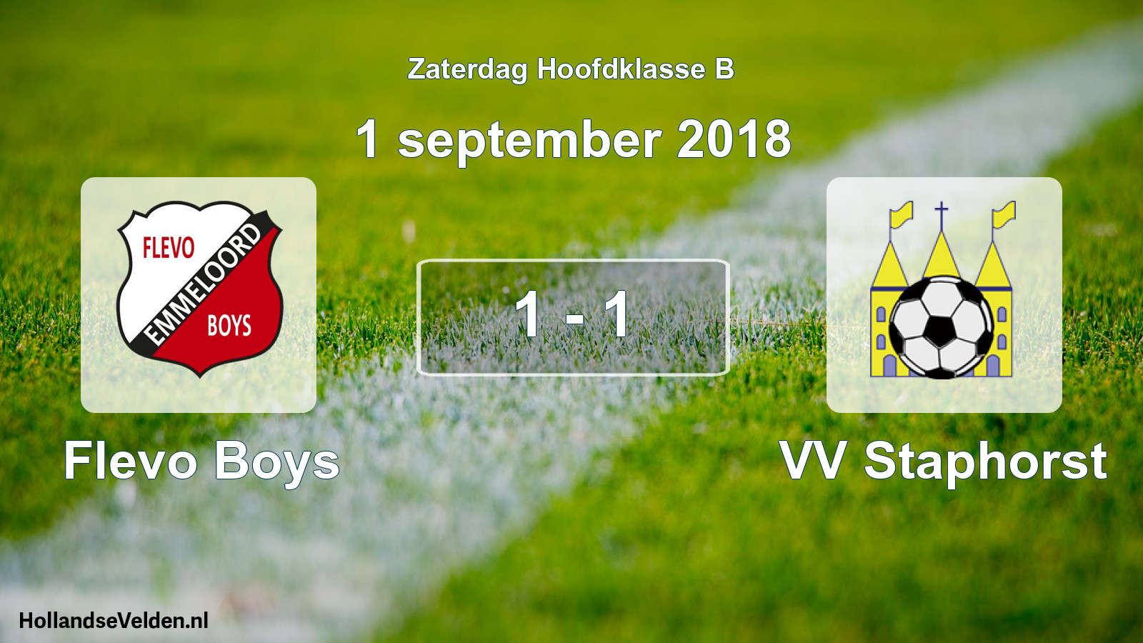 Total number of matches played: Flevo Boys - VV Staphorst 1 - 1 (1 September 2018)