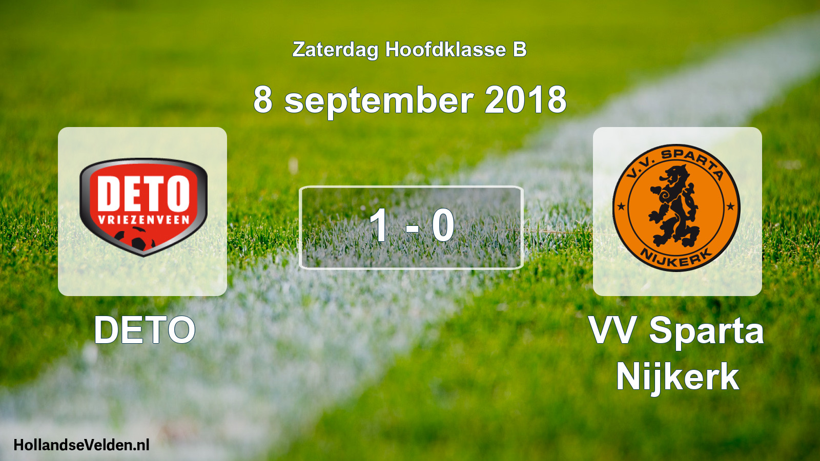Total number of matches played: DETO - VV Sparta Nijkerk 1 - 0 (8 September 2018)