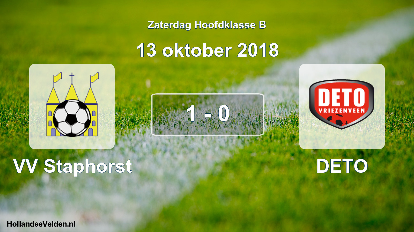 Total number of matches played: VV Staphorst - DETO 1 - 0 (13 October 2018)
