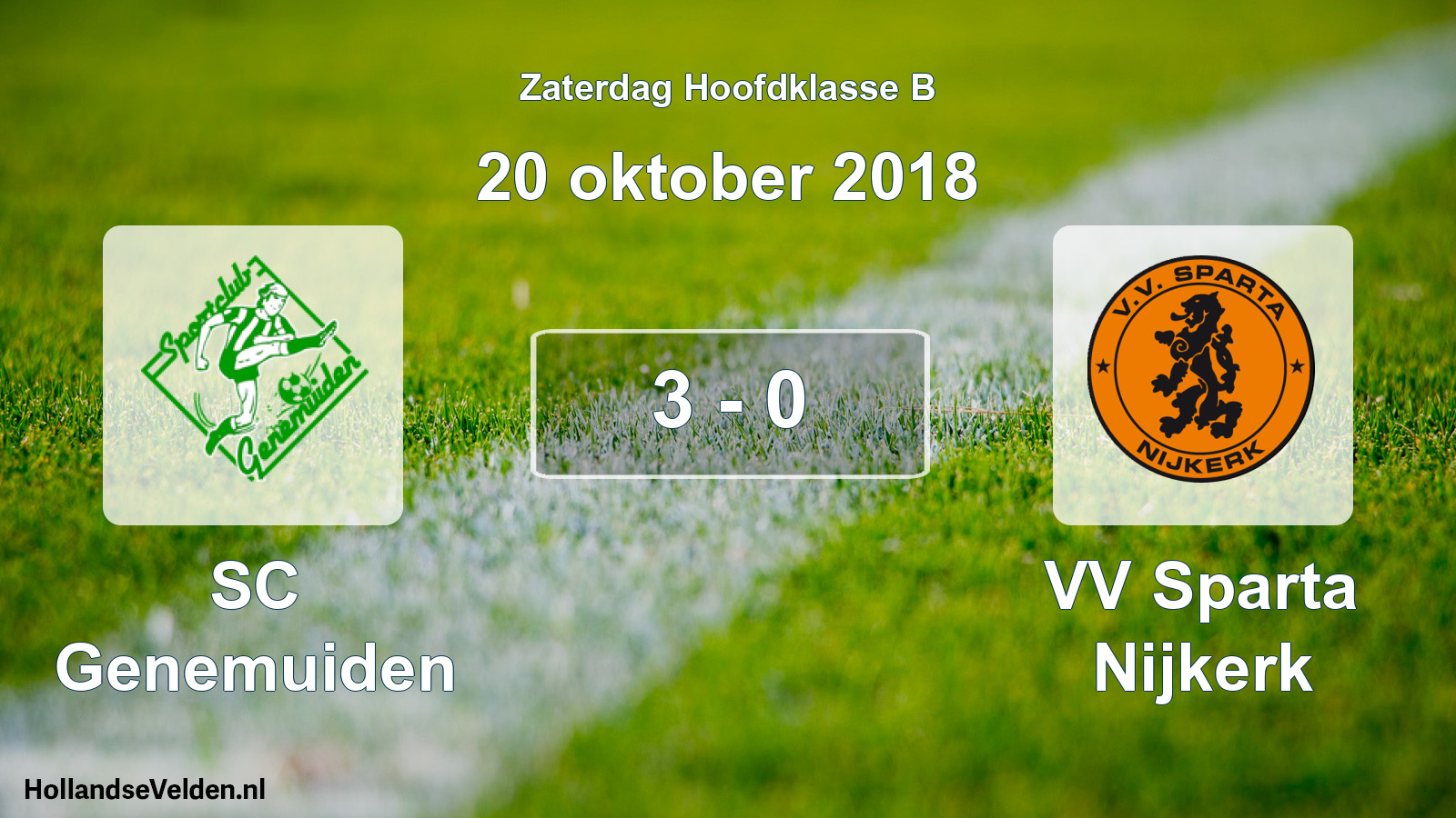 Total number of matches played: SC Genemuiden - VV Sparta Nijkerk 3 - 0 (20 October 2018)