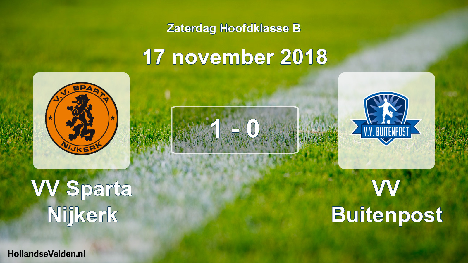 Total number of matches played: VV Sparta Nijkerk - VV Buitenpost 1 - 0 (17 November 2018)