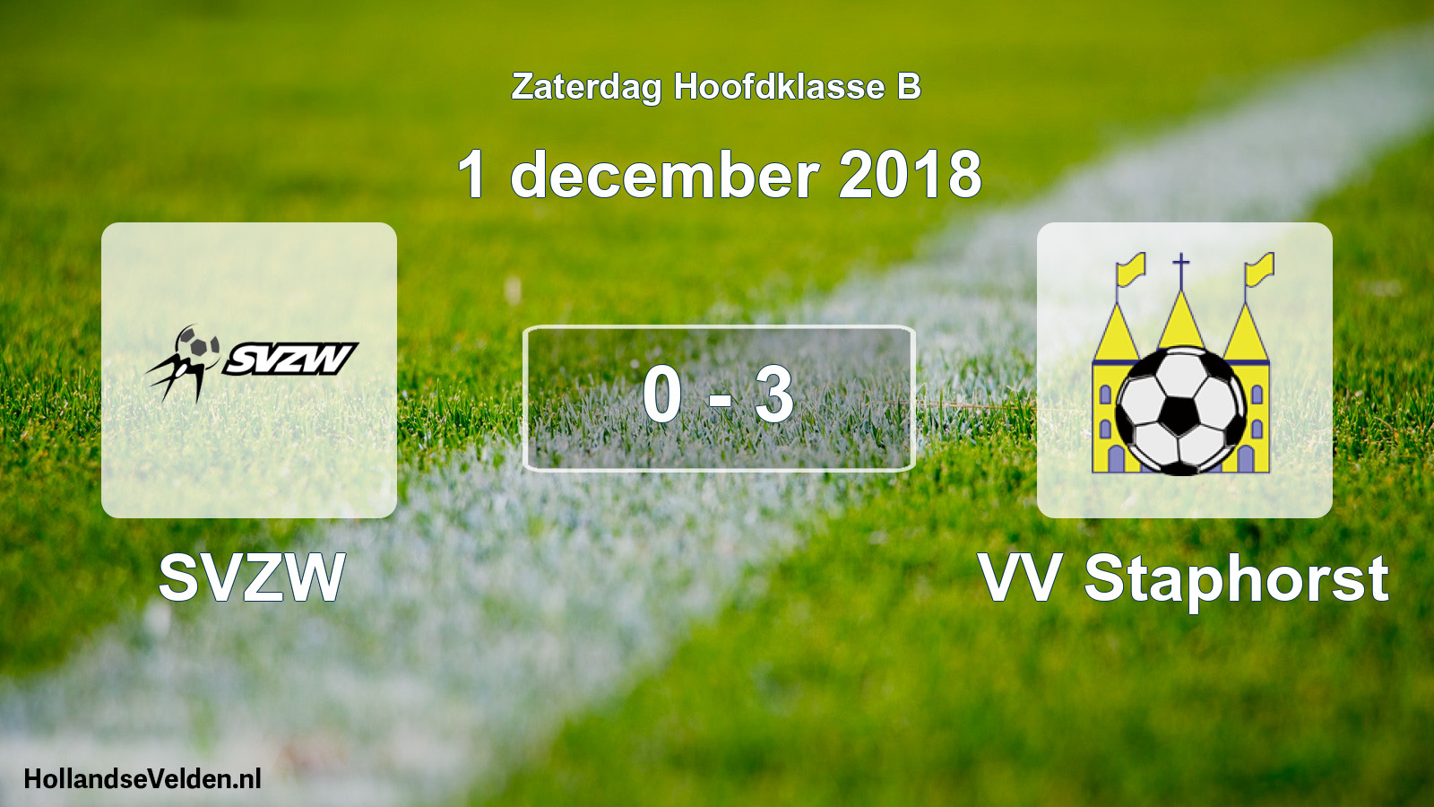 Total number of matches played: SVZW - VV Staphorst 0 - 3 (1 December 2018)