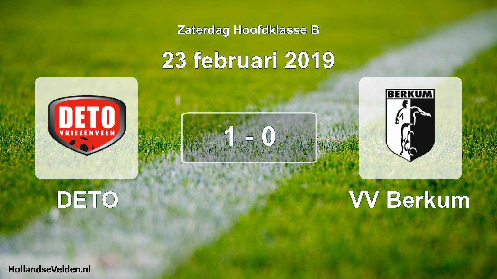 Total number of matches played: DETO - VV Berkum 1 - 0 (23 February 2019)