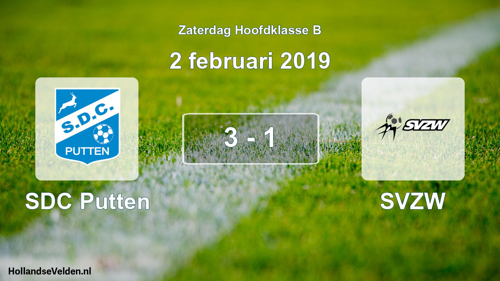 Total number of matches played: SDC Putten - SVZW 3 - 1 (2 February 2019)