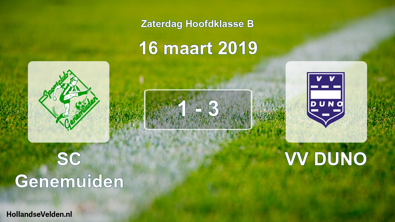 Total number of matches played: SC Genemuiden - VV DUNO 1 - 3 (16 March 2019)