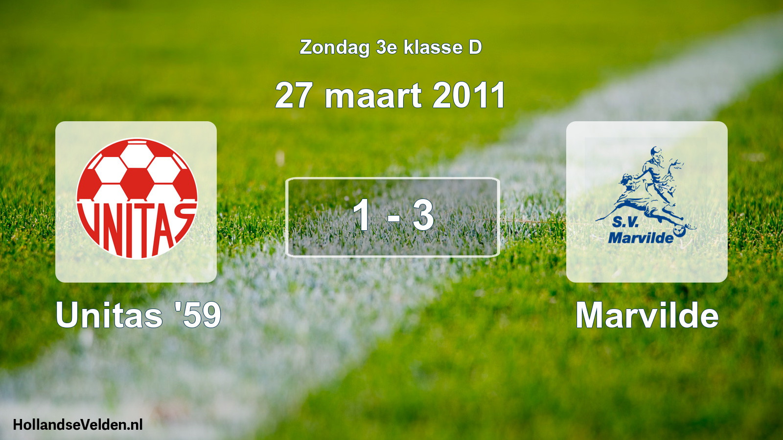 Total number of matches played: Unitas '59 - Marvilde 1 - 3 (27 March 2011)