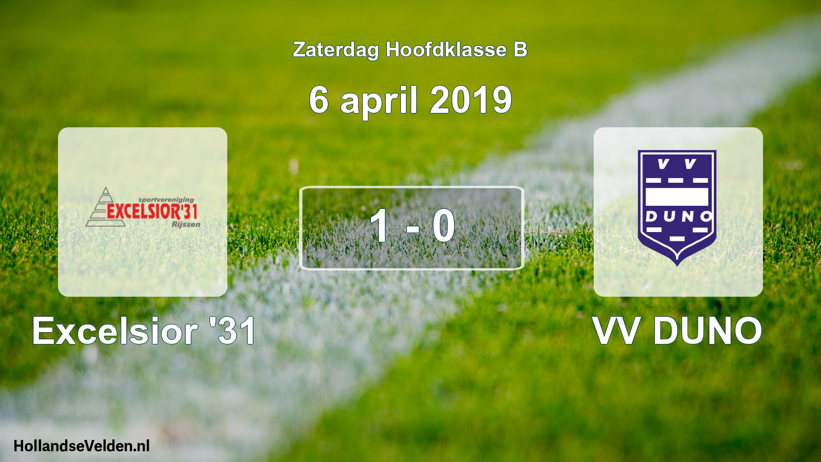 Total number of matches played: Excelsior '31 - VV DUNO 1 - 0 (6 April 2019)
