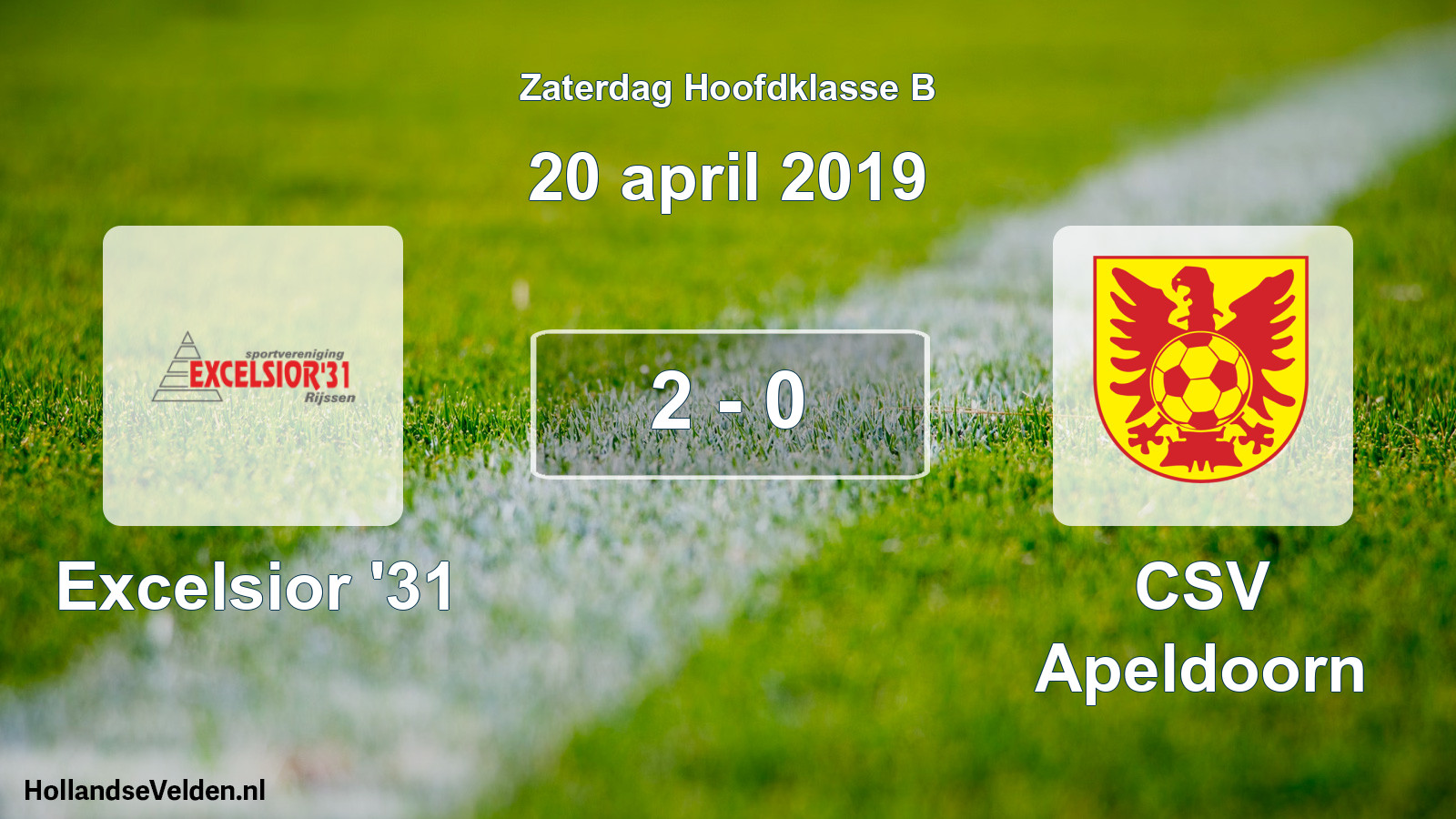 Total number of matches played: Excelsior '31 - CSV Apeldoorn 2 - 0 (20 April 2019)