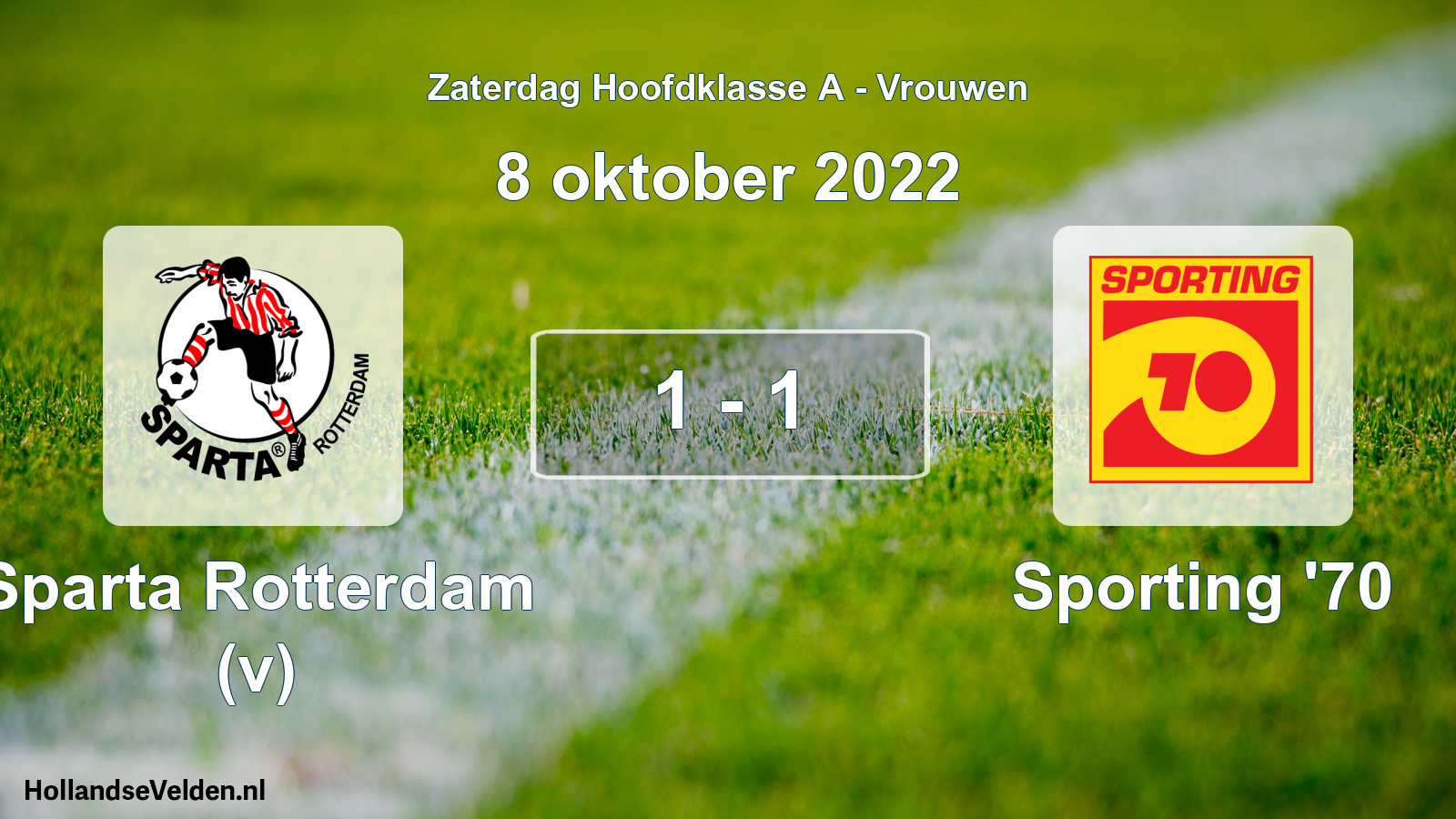 Total number of matches played: Sparta Rotterdam (v) - Sporting '70 1 - 1 (8 October 2022)