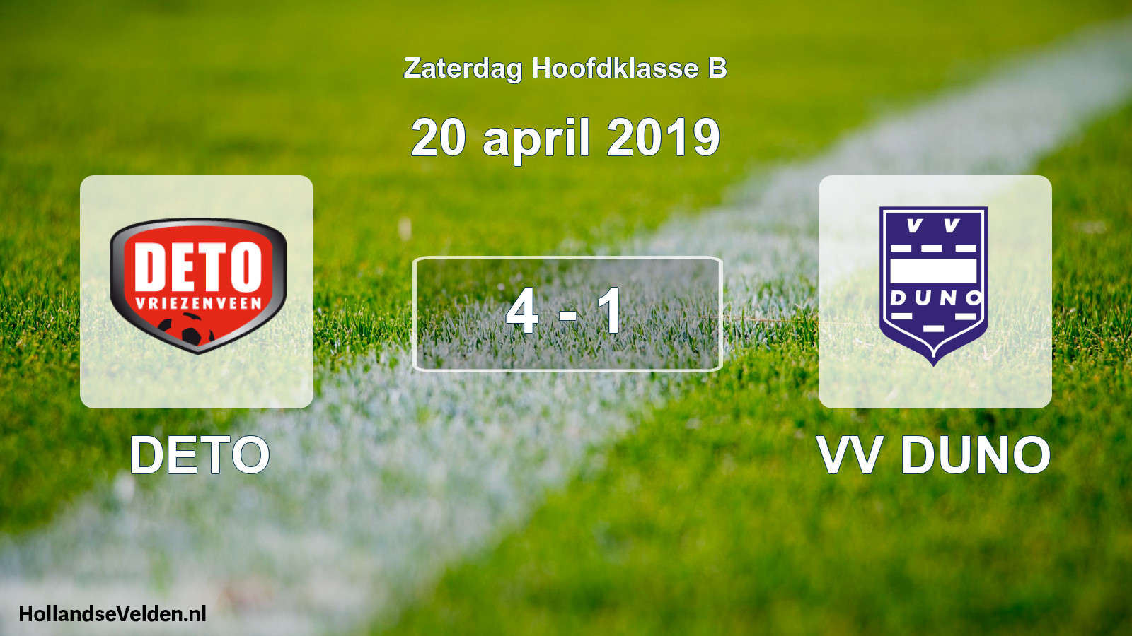 Total number of matches played: DETO - VV DUNO 4 - 1 (20 April 2019)
