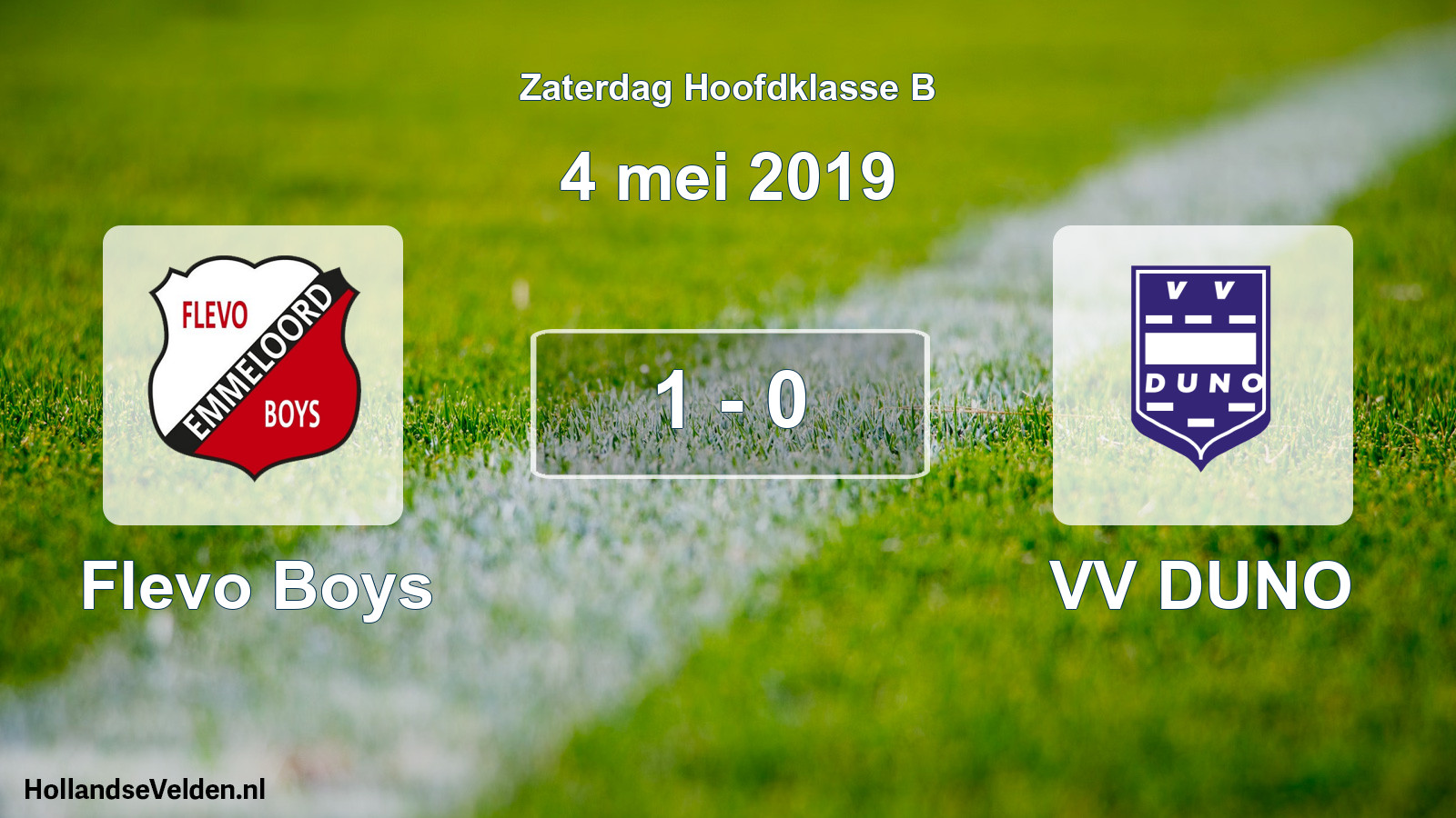 Total number of matches played: Flevo Boys - VV DUNO 1 - 0 (4 May 2019)