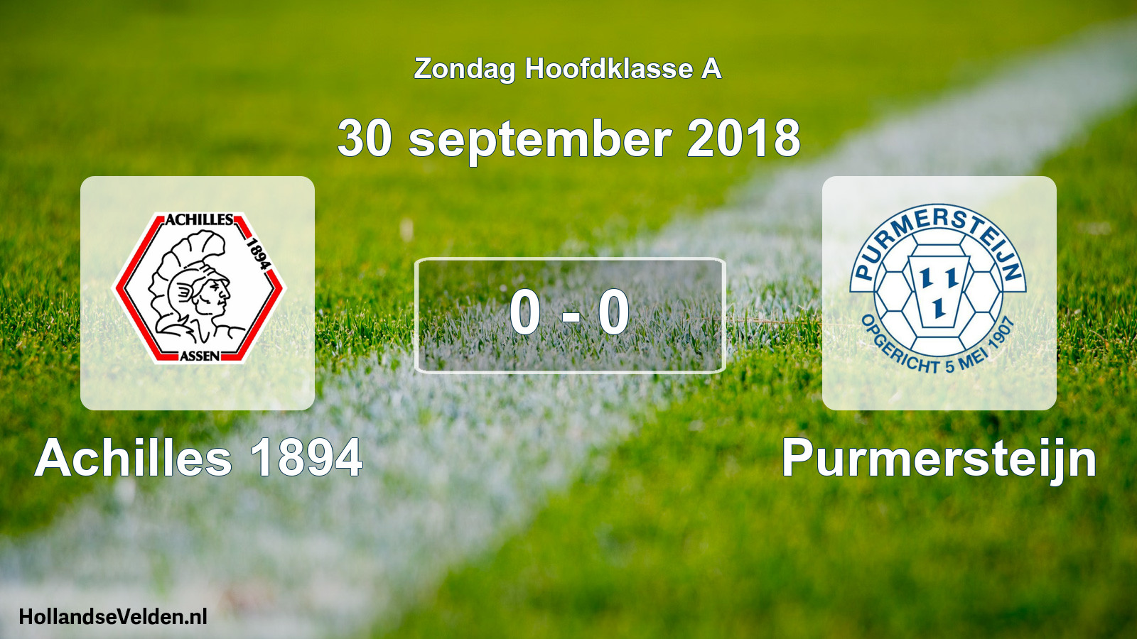Total number of matches played: Achilles 1894 - Purmersteijn 0 - 0 (30 September 2018)