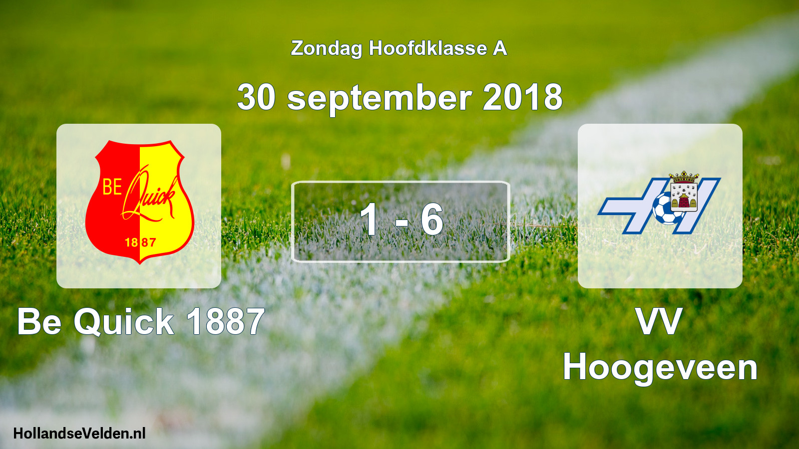 Total number of matches played: Be Quick 1887 - VV Hoogeveen 1 - 6 (30 September 2018)