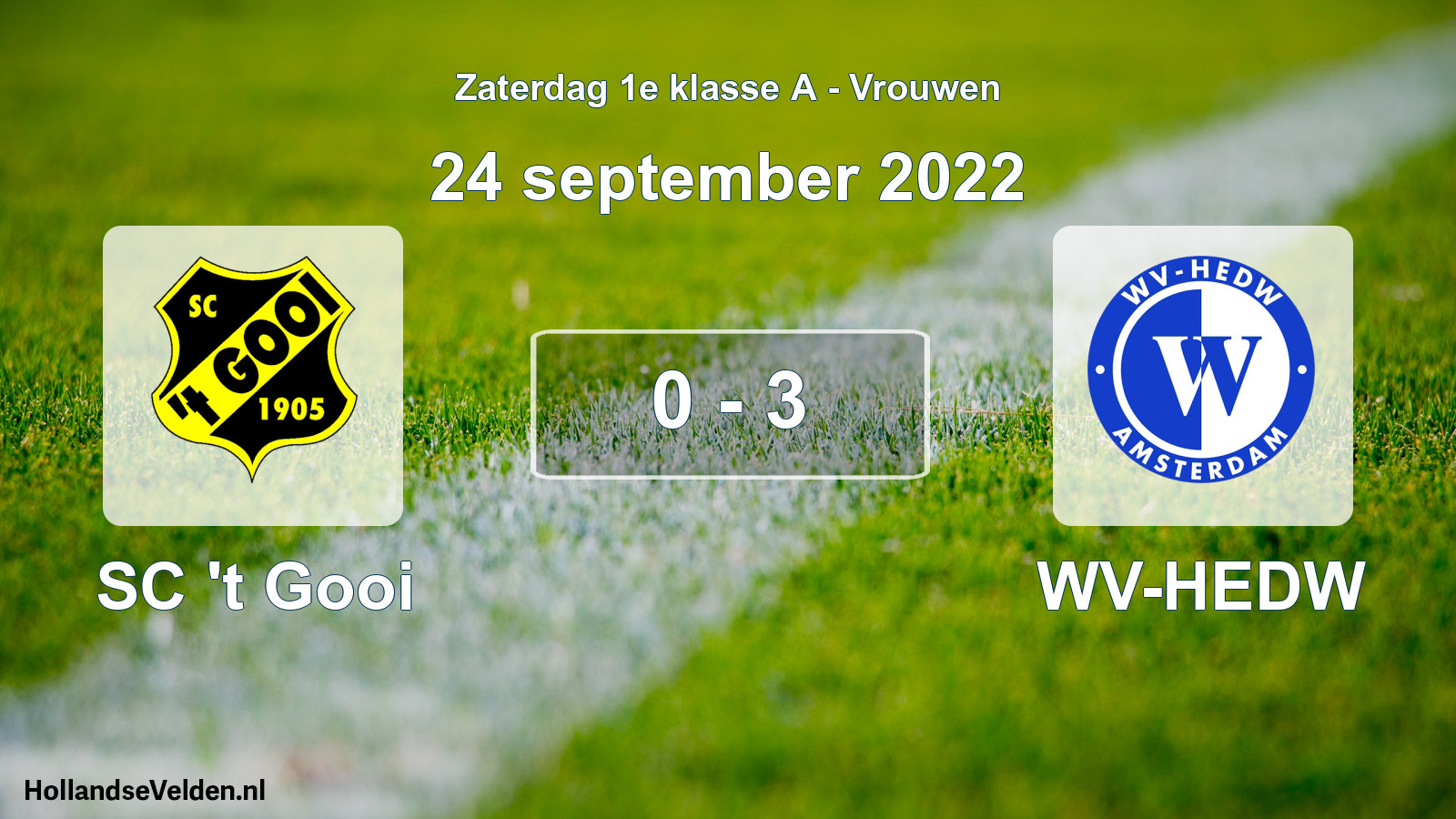 Total number of matches played: SC 't Gooi - WV-HEDW 0 - 3 (24 September 2022)