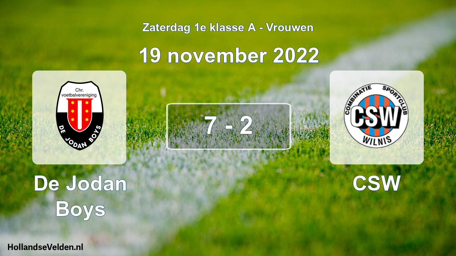 Total number of matches played: De Jodan Boys - CSW 7 - 2 (19 November 2022)