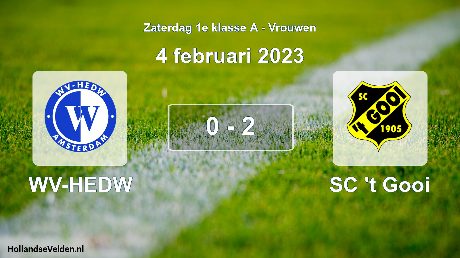 Total number of matches played: WV-HEDW - SC 't Gooi 0 - 2 (4 February 2023)