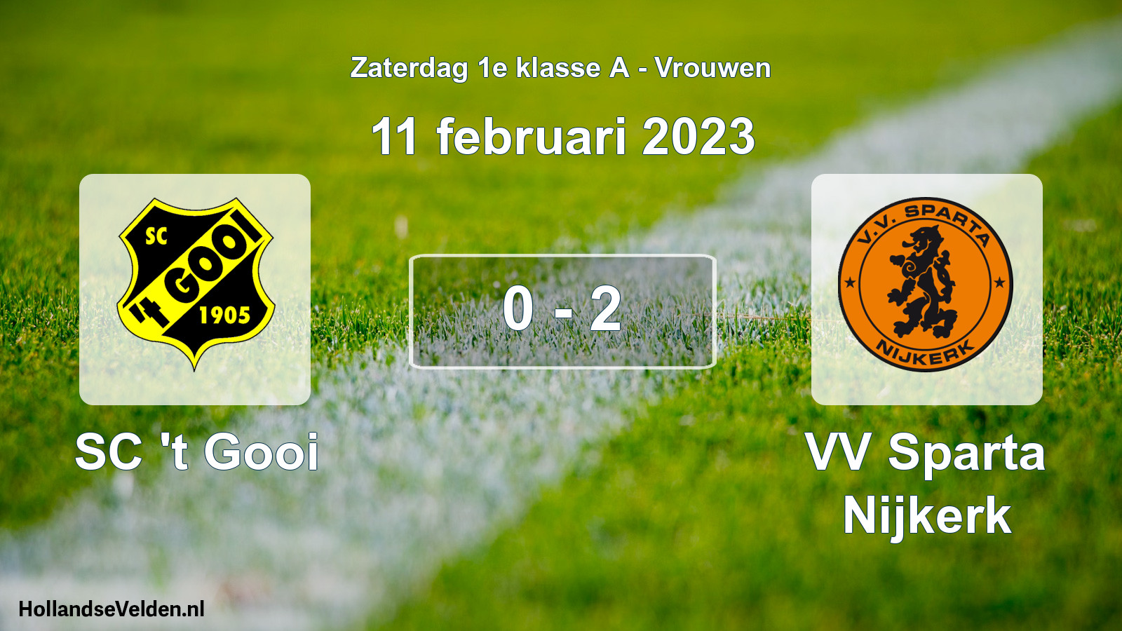 Total number of matches played: SC 't Gooi - VV Sparta Nijkerk 0 - 2 (11 February 2023)