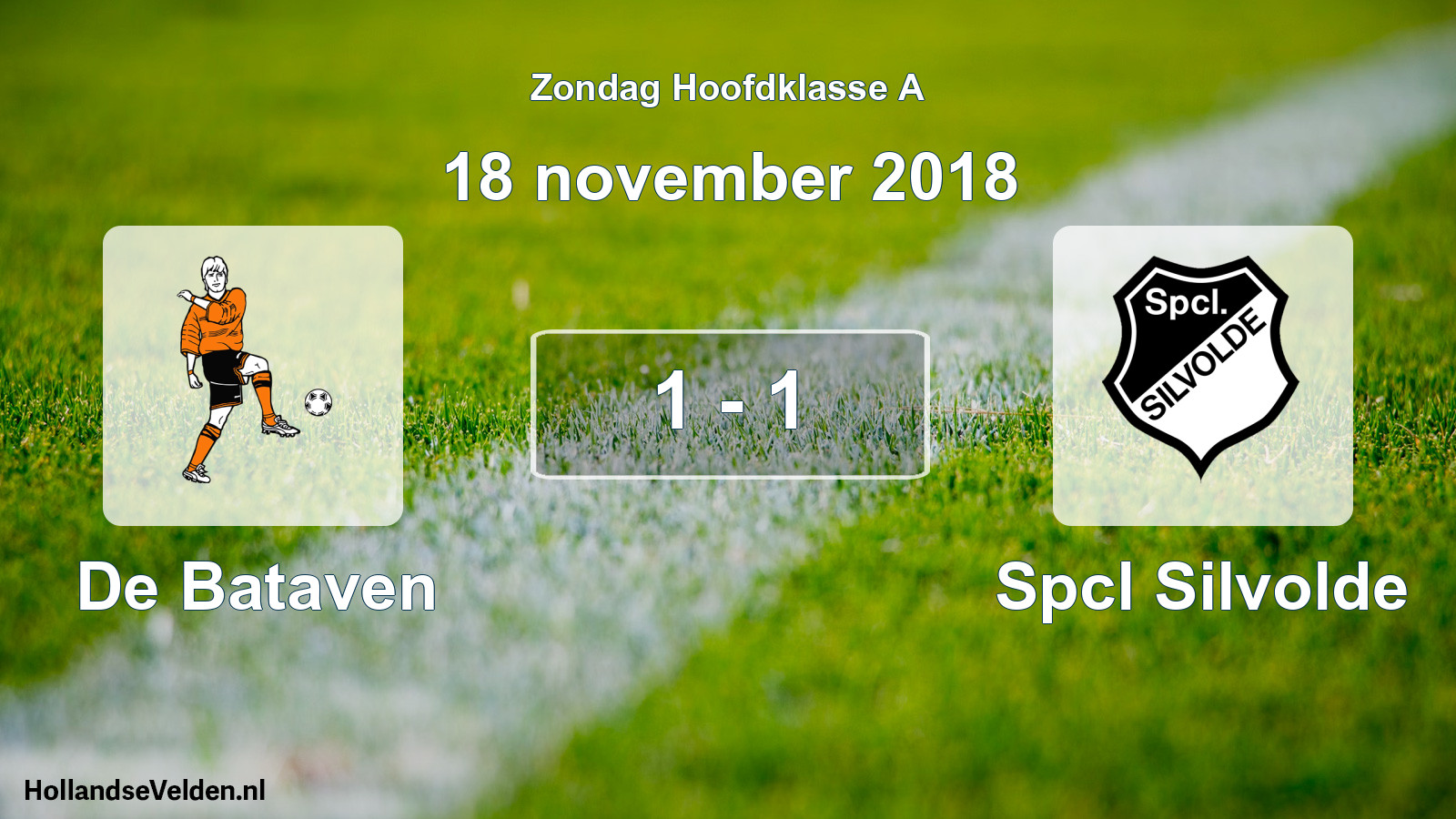 Total number of matches played: De Bataven - Spcl Silvolde 1 - 1 (18 November 2018)