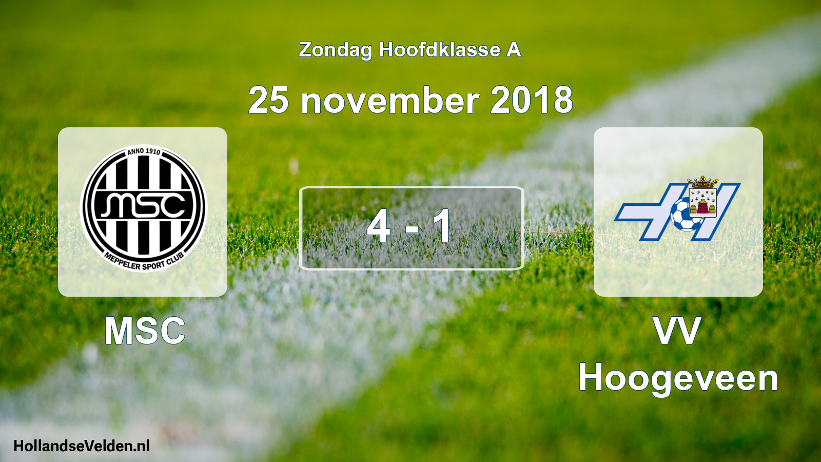 Total number of matches played: MSC - VV Hoogeveen 4 - 1 (25 November 2018)