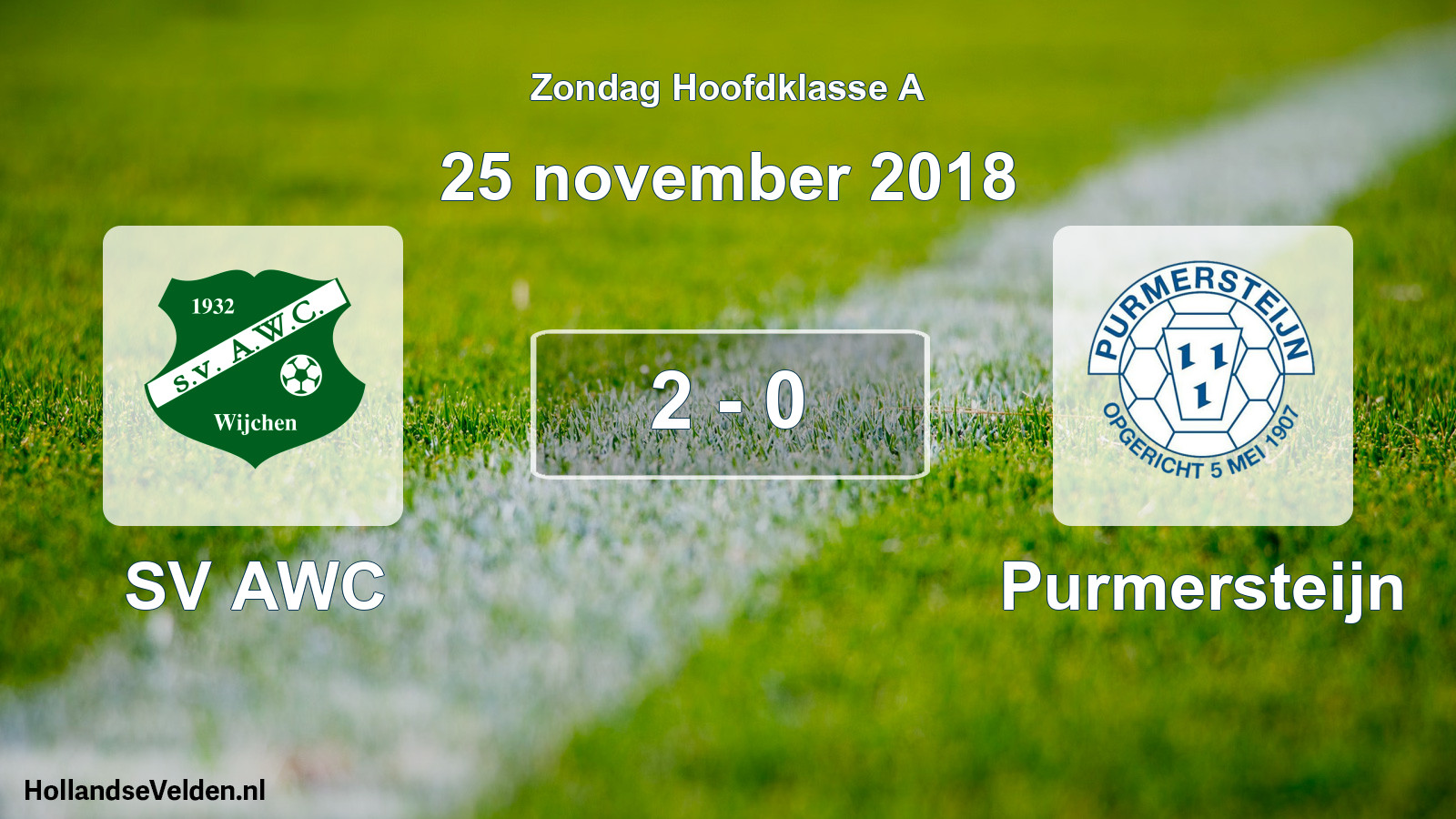 Total number of matches played: SV AWC - Purmersteijn 2 - 0 (25 November 2018)