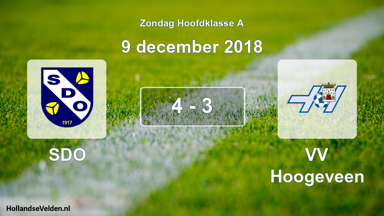 Total number of matches played: SDO - VV Hoogeveen 4 - 3 (9 December 2018)