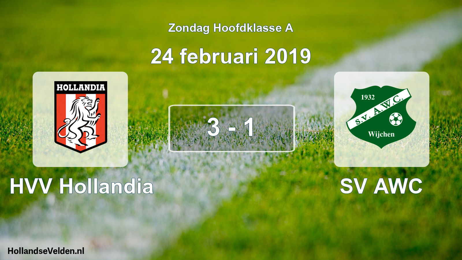 Total number of matches played: HVV Hollandia - SV AWC 3 - 1 (24 February 2019)