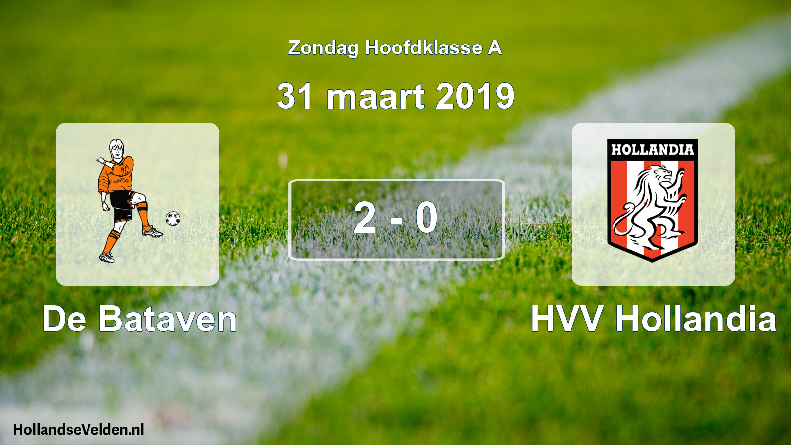 Total number of matches played: De Bataven - HVV Hollandia 2 - 0 (31 March 2019)