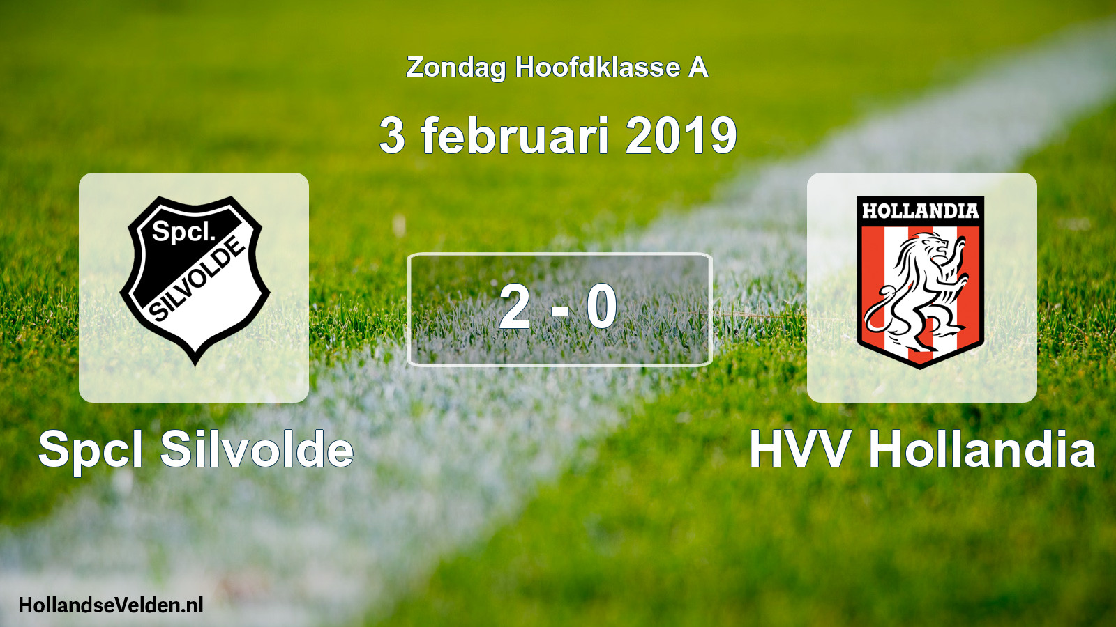 Total number of matches played: Spcl Silvolde - HVV Hollandia 2 - 0 (3 February 2019)