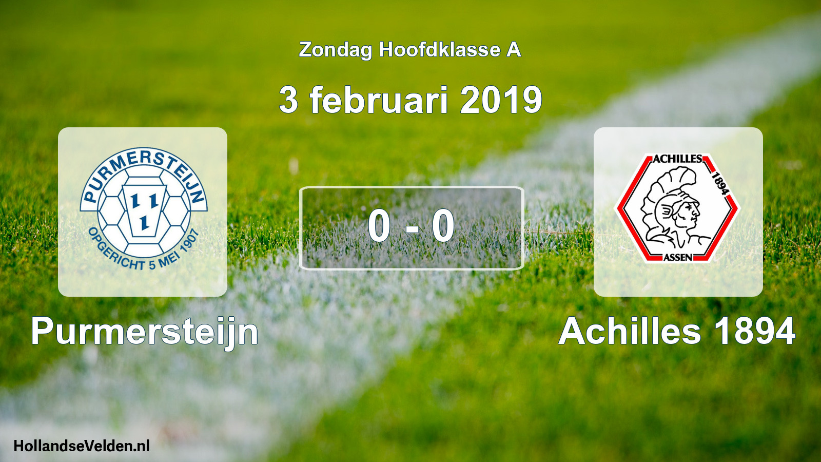 Total number of matches played: Purmersteijn - Achilles 1894 0 - 0 (3 February 2019)
