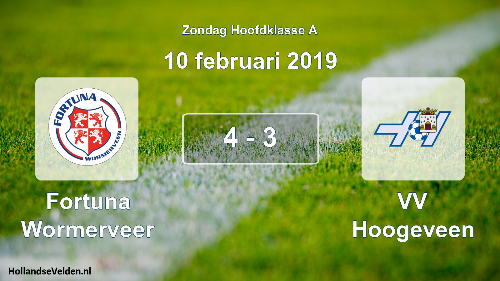 Total number of matches played: Fortuna Wormerveer - VV Hoogeveen 4 - 3 (10 February 2019)