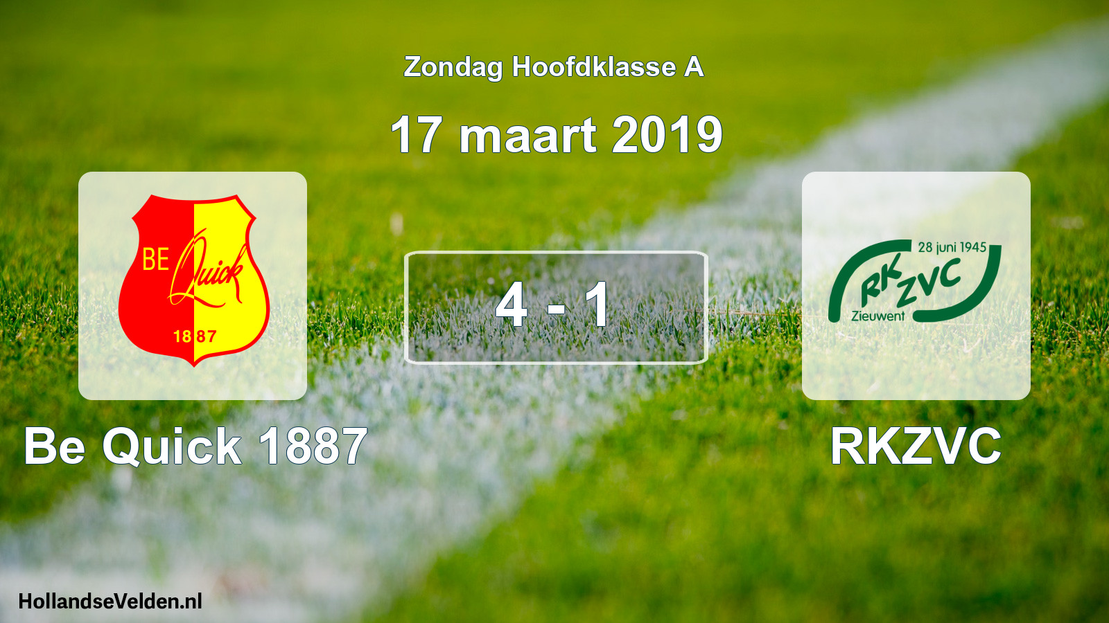 Total number of matches played: Be Quick 1887 - RKZVC 4 - 1 (17 March 2019)