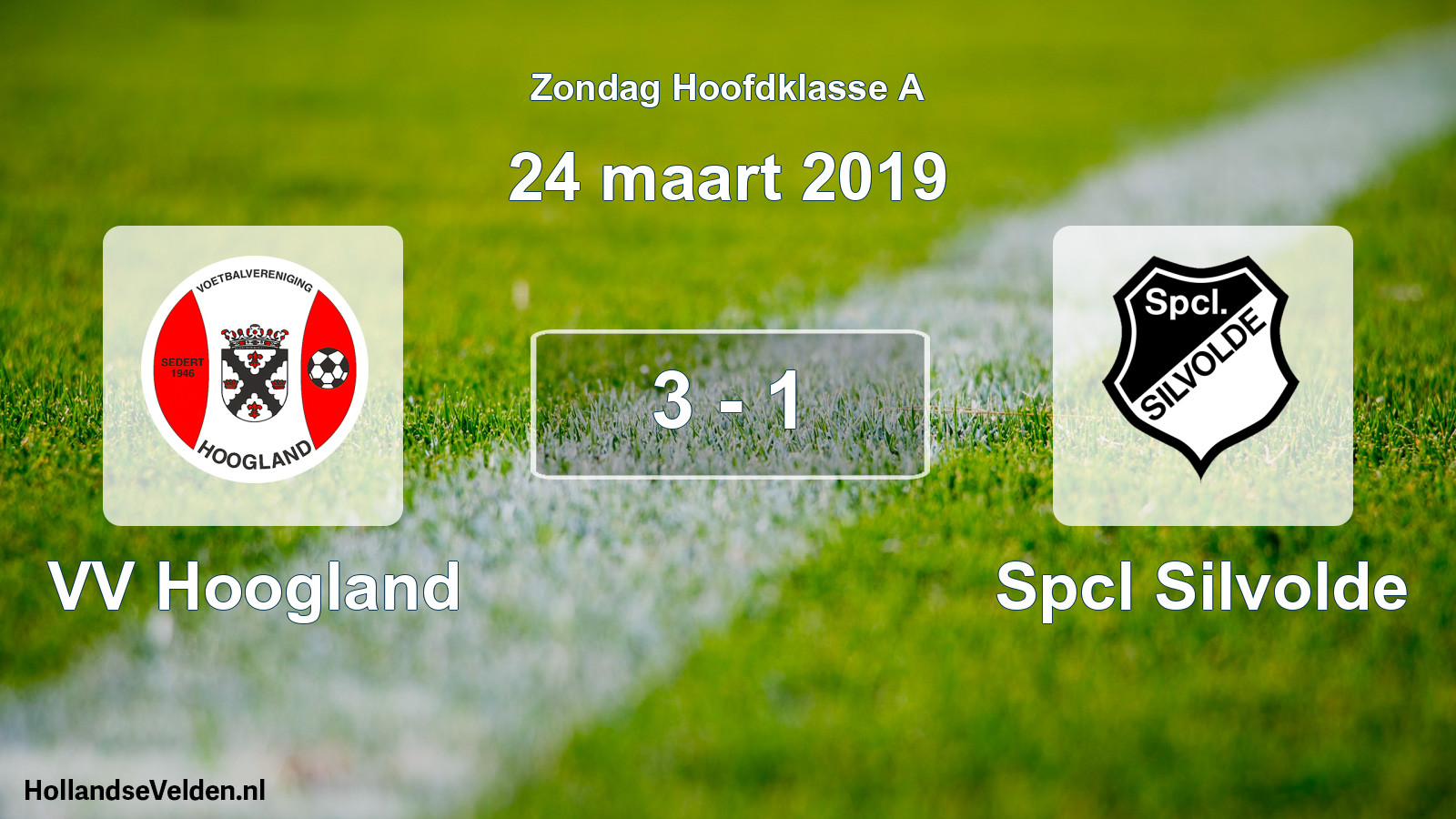 Total number of matches played: VV Hoogland - Spcl Silvolde 3 - 1 (24 March 2019)