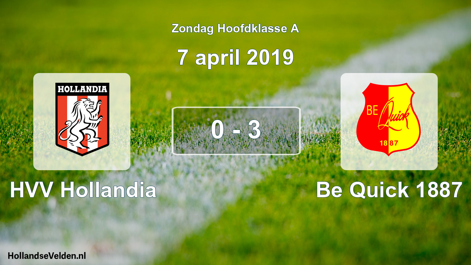 Total number of matches played: HVV Hollandia - Be Quick 1887 0 - 3 (7 April 2019)