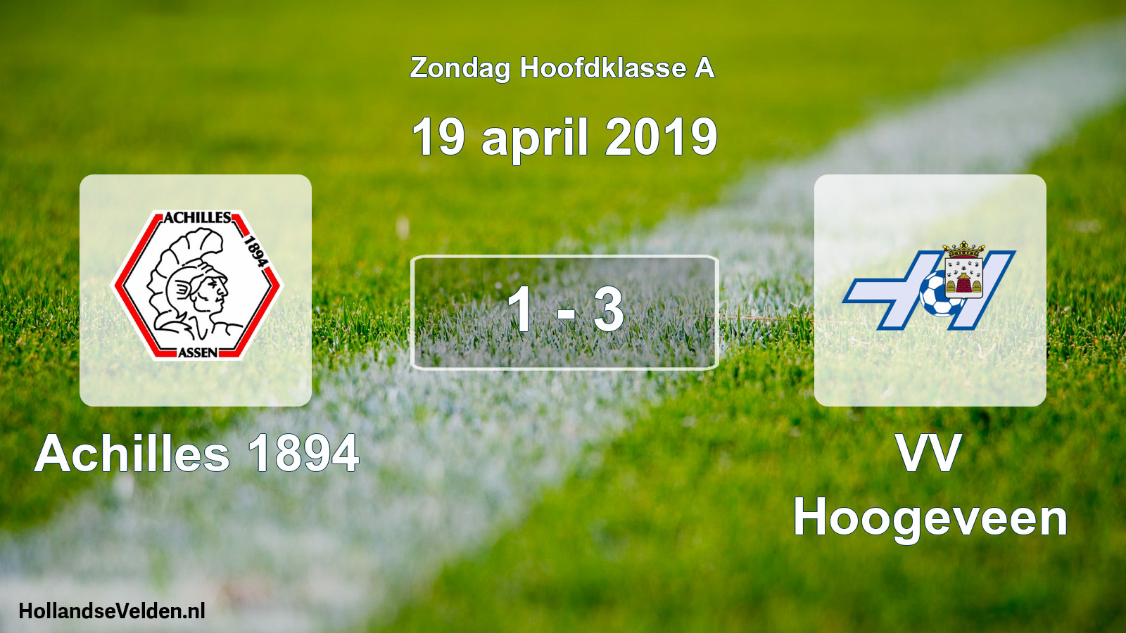 Total number of matches played: Achilles 1894 - VV Hoogeveen 1 - 3 (19 April 2019)