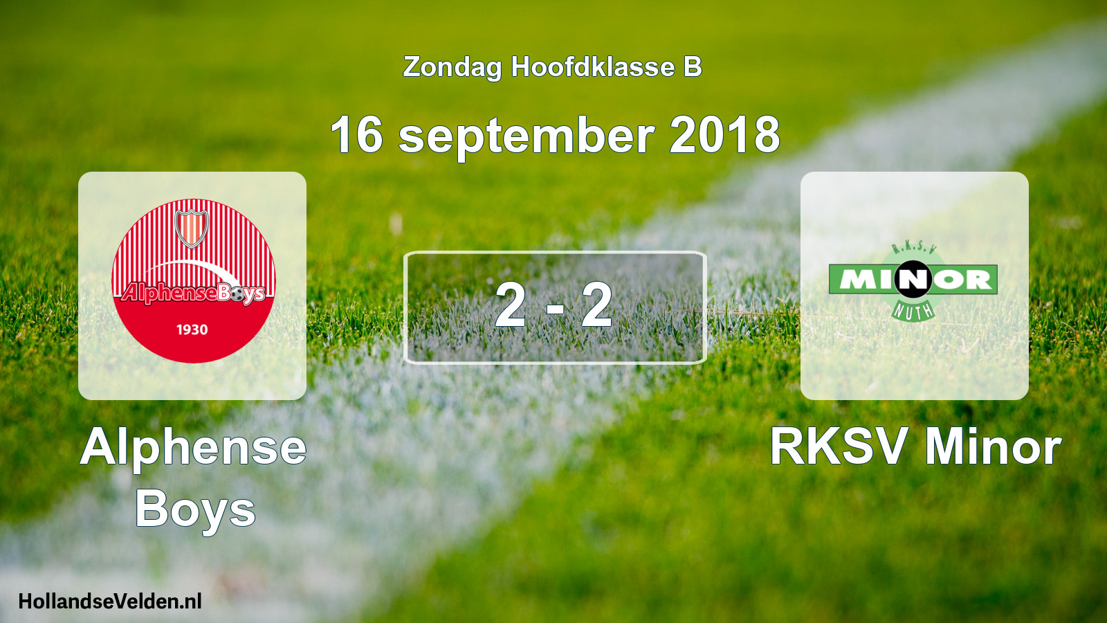 Total number of matches played: Alphense Boys - RKSV Minor 2 - 2 (16 September 2018)