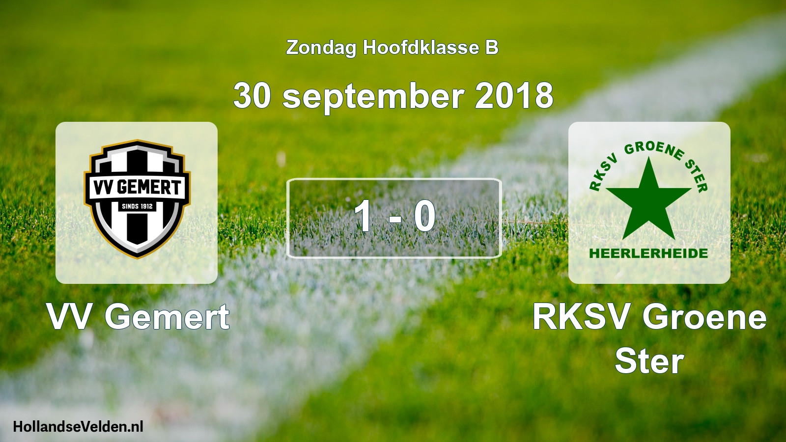 Total number of matches played: VV Gemert - RKSV Groene Ster 1 - 0 (30 September 2018)