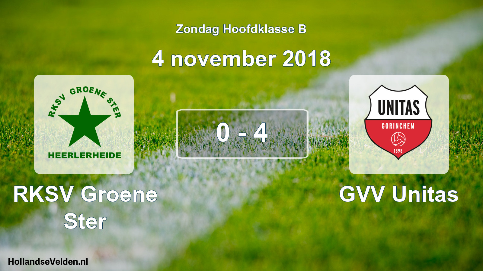 Total number of matches played: RKSV Groene Ster - GVV Unitas 0 - 4 (4 November 2018)