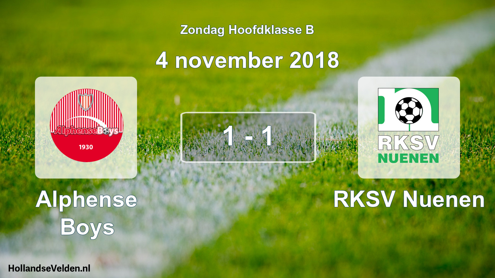 Total number of matches played: Alphense Boys - RKSV Nuenen 1 - 1 (4 November 2018)