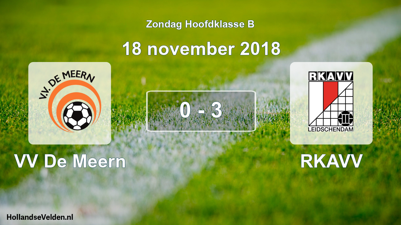 Total number of matches played: VV De Meern - RKAVV 0 - 3 (18 November 2018)