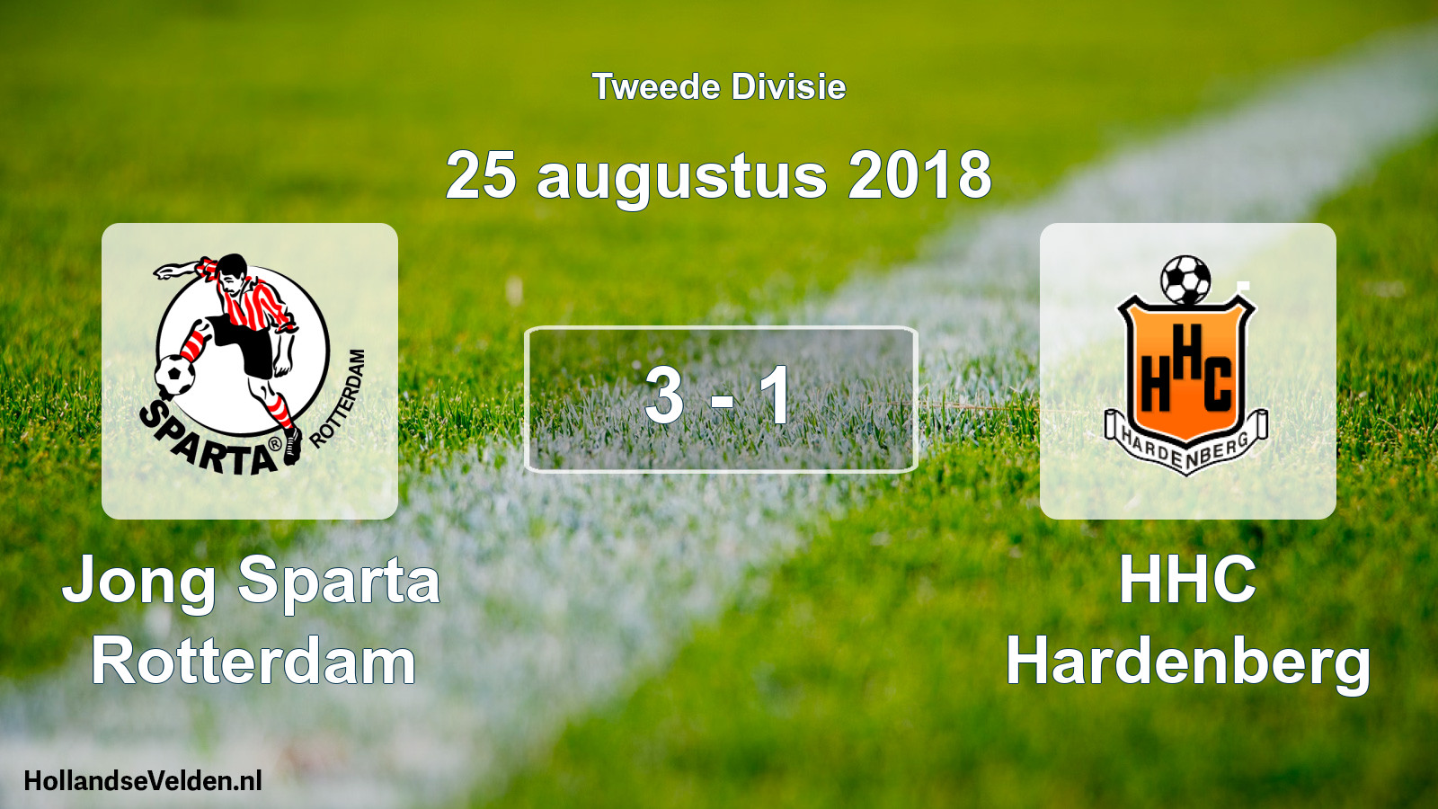 Total number of matches played: Jong Sparta Rotterdam - HHC Hardenberg 3 - 1 (25 August 2018)