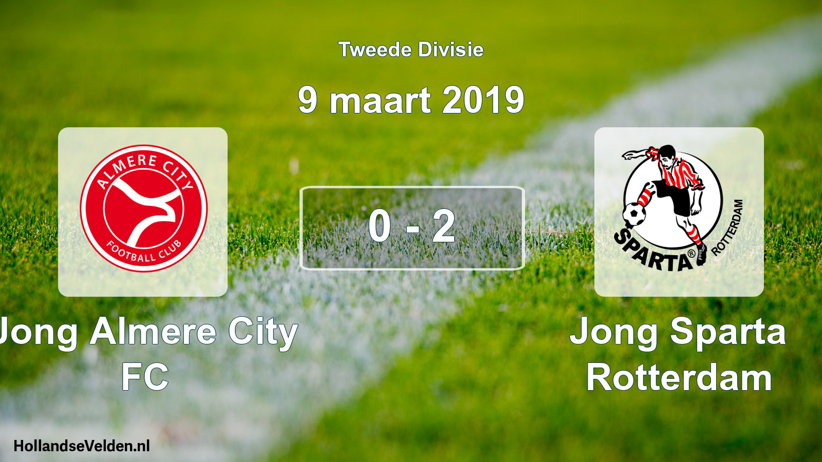 Total number of matches played: Jong Almere City FC - Jong Sparta Rotterdam 0 - 2 (9 March 2019)