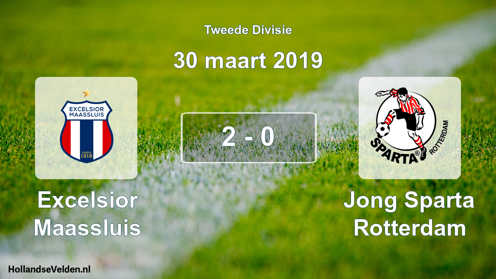 Total number of matches played: Excelsior Maassluis - Jong Sparta Rotterdam 2 - 0 (30 March 2019)