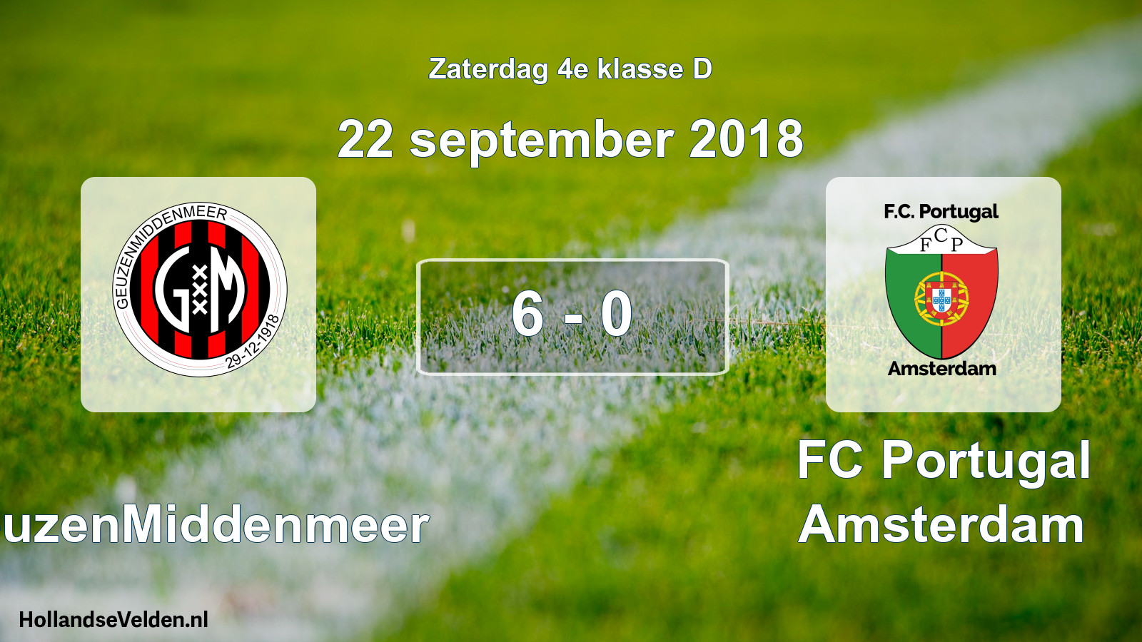 Total number of matches played: GeuzenMiddenmeer - FC Portugal Amsterdam 6 - 0 (22 September 2018)