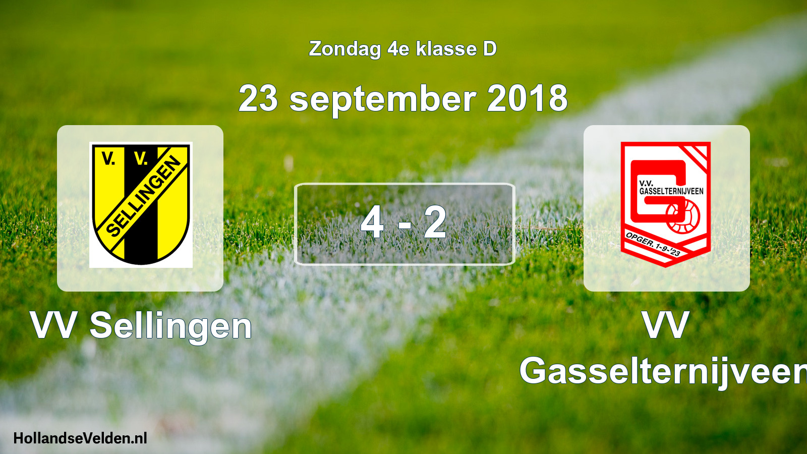 Total number of matches played: VV Sellingen - VV Gasselternijveen 4 - 2 (23 September 2018)