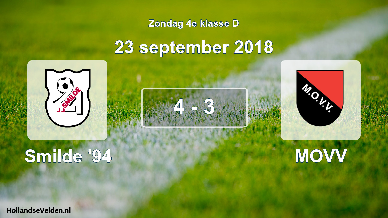 Total number of matches played: Smilde '94 - MOVV 4 - 3 (23 September 2018)
