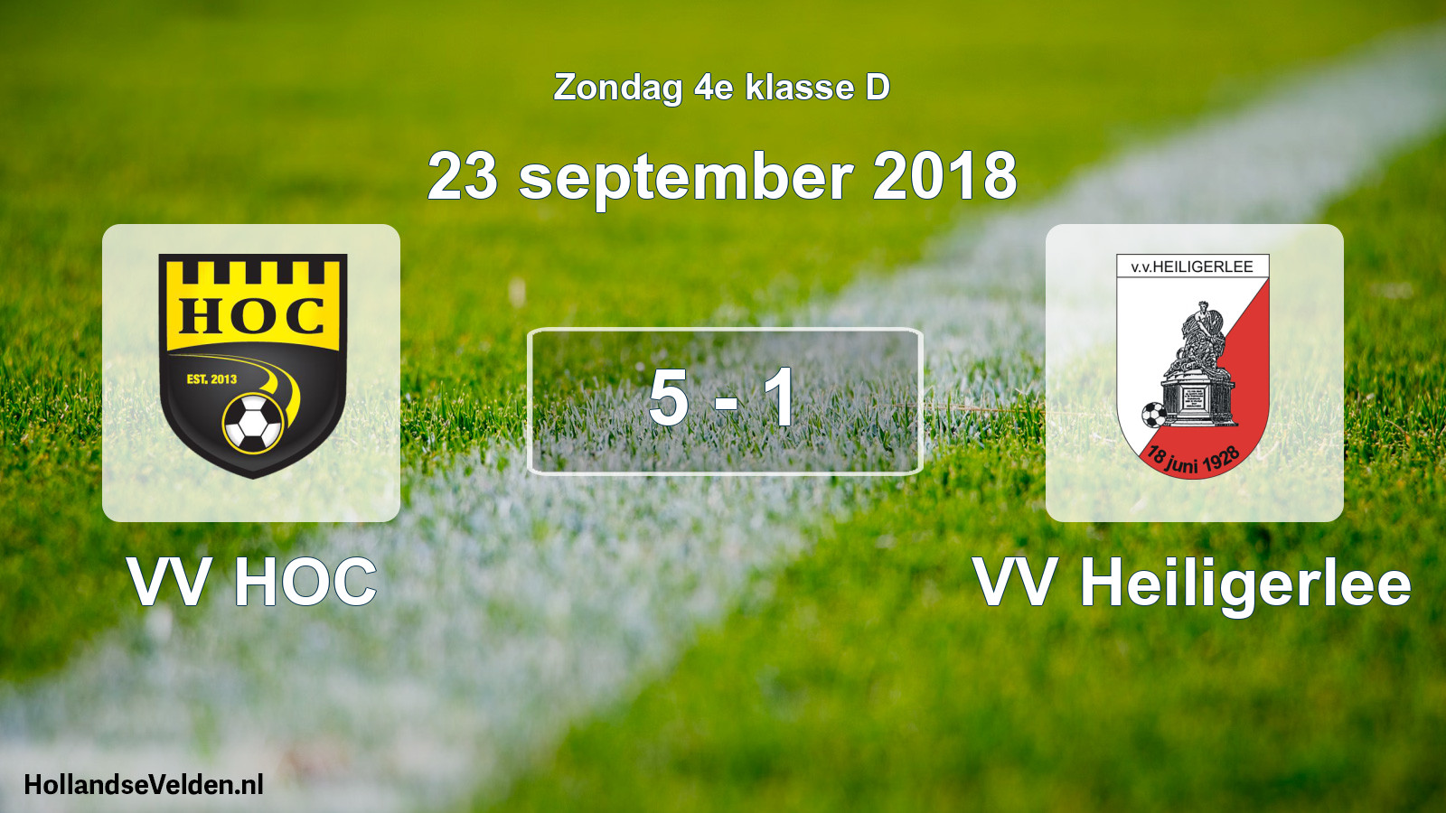 Total number of matches played: VV HOC - VV Heiligerlee 5 - 1 (23 September 2018)